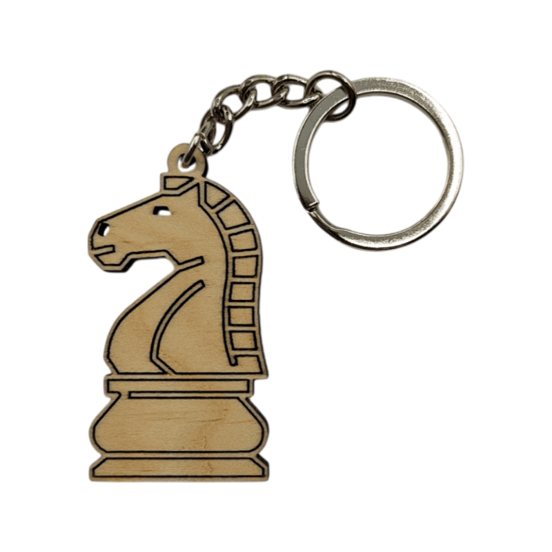 Porte-clés Roi D’échecs En Bois De Hêtre Noir - Fabrication Artisanale - Anneau Métallique Solide